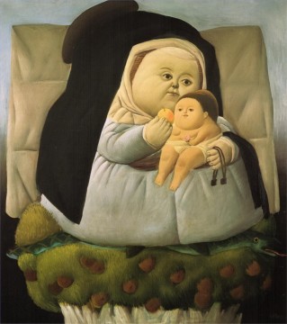 フェルナンド・ボテロ Painting - マドンナと子供フェルナンド・ボテロ